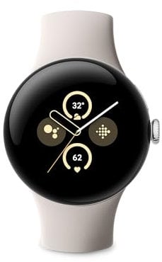 Google Pixel Watch 2 – Boîtier en Aluminium Argent Poli – Bracelet Sport Porcelaine – Wi-FI