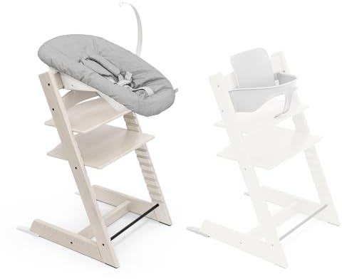 Sedia Tripp Trapp (Bianco calce) con Newborn Set e Baby Set (Bianco) - Design sicuro, regolabile ed ergonomico