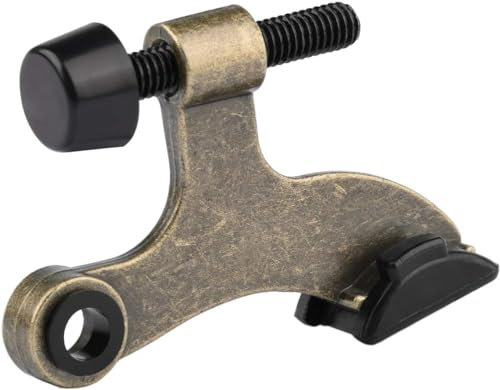HOMOTEK Türstopper aus antikem Messing, verstellbar, robust, 6,4 x 4,5 cm, mit schwarzen Gummi-Stoßstangen, 12 Stück