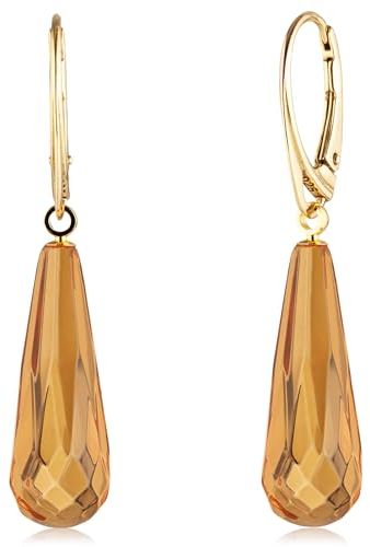 Amber by Mazukna - Ohrringe Bernstein, Handgefertigter Tropfen, 45x10mm Leichte Edelstein Ohrringe Silber 925, Statement-baumelnder