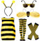 HVIERO 6 Stück Bienenkostüm Erwachsene Bienen Kostüm Damen kleid mit Zubehör Bienen Haarreif flügel Brille Karneval Biene Kostüm Biene Faschingskostüme Erwachsene Kostüm Handschuhe Beinärmel (M)
