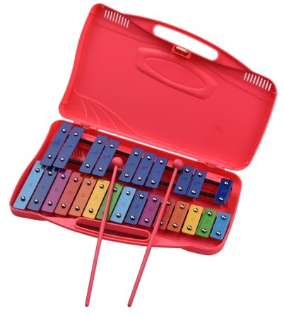 Glockenspiel Glockenspiel-Xylophon Mit 25 Tönen, Pädagogisch, Mit Koffer Und 2 Schlägeln. Geeignet Für Anfänger Und Schüler Mit Schlaginstrumenten (Color : Pink)