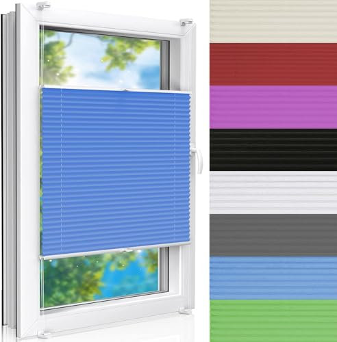 Jalousien zum Klemmen 30 x 110 cm Wabenplissee ohne Bohren Verdunkelnd & lichtundurchlässig Einfache Montage, Pflegeleicht für Fenster & Balkontür, Blau