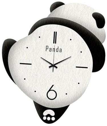 kowaku Wanduhr in Panda-Form, tickt nicht, Hängeuhr, niedliche Raumdekoration für das Bauernhaus, 40cmx33cm