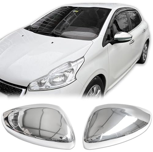 RECAMBO Lot de 2 Capuchons de rétroviseur en Acier Inoxydable - Compatibles avec Peugeot 2008 I - Année de Construction 2013-2019 - Chromé