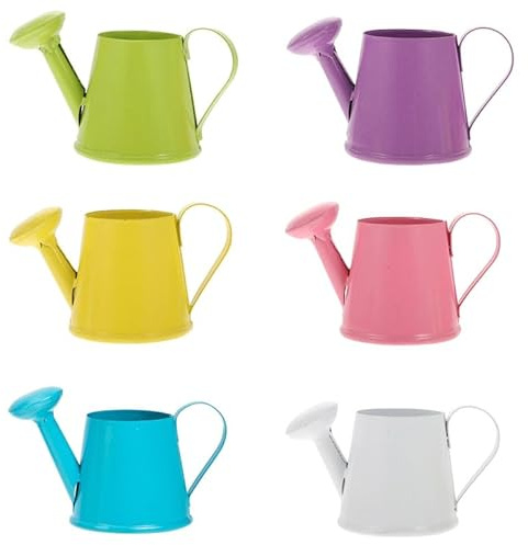 Milisten Mini Watering can Set 6Pcs Tiny Metal Kettles for Kids Gardening Educational Props Decorative Miniature Sprinkling Jugs for Crafts and Flower Pots
