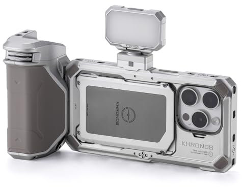 Tilta Khronos Basic Kit Kompatibel mit iPhone 15 Pro - Titanium White | Inklusive Hülle, Mini LED-Licht und Fokusgriff | Mobiles Filmemachsystem
