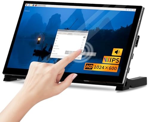 7 Pulgadas IPS LCD Táctil HD 1024x600 Mini Monitor con Altavoz para Raspberry Pi 4B/5, PC, Windows, Xbox, Cámara