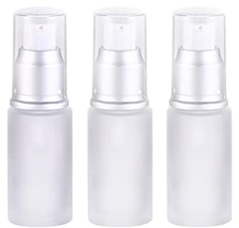 Happyupcity 3 x 15 ml, transparent, leer, Milchglas, Lotion-Pumpflaschen, Kosmetikdosen, Reisebehälter, Pumpspender für Creme, Emulsion, Foundation-Toner