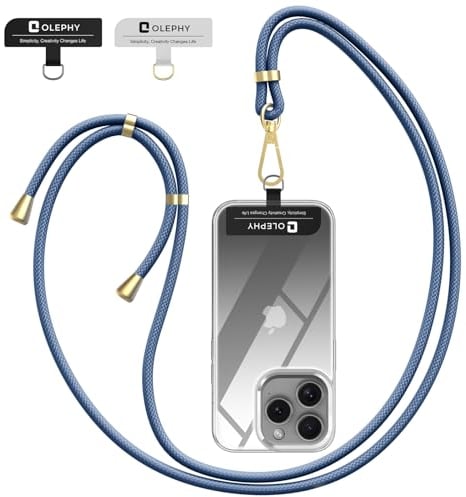 OLEPHY Handykette Universal zum umhängen für alle Smartphones, Handyband mit jeder Hülle kombinierbar,Handytasche zum Umhängen mit 2 Stück Universelles Pad, Blau