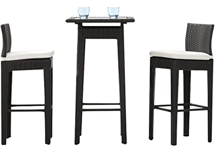 Juego de Patio al Aire Libre de 3 Piezas, Silla de Mesa de Ocio de bistró, Silla Alta para conversación de 2, Muebles de Patio al Aire Libre y Mesa Auxiliar para Jacuzzi