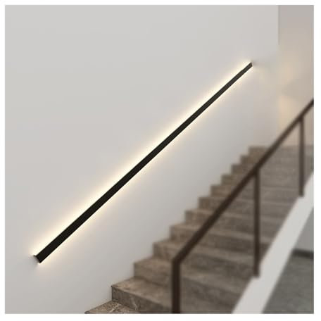 Xiaoxu Treppenhandlauf-Geländer mit LED-Licht, an der Wand montierte Innentreppenhandläufe, für Wandhandläufe, Sicherheitsgriffe, Stufenbaluster (Farbe: warmes Licht, Größe: 100 cm)