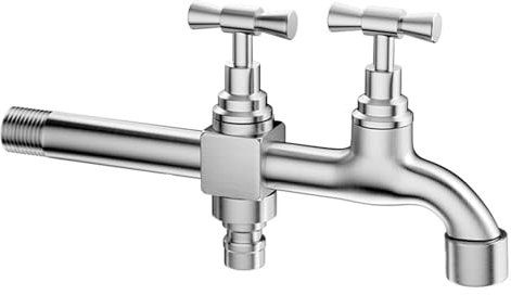 Frostsicherer Außenwasserhahn Garten Wasserhahn 1/2 Zoll Doppelt Gartenhahn Wandmontage Aus Edelstahl,20 Cm