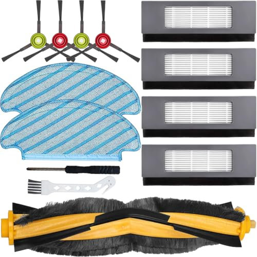 EATBALE Replacement Parts for Ecovacs DEEBOT OZMO T8 AIVI T8 Max T8 N8 Pro N8 Pro Plus Robot Vacuum Cleaner Spare Parts, Accessories 1 Main Roller Brush, 4 Filters, 4 Side Brush, 2 Mop Pads (11 Pack)