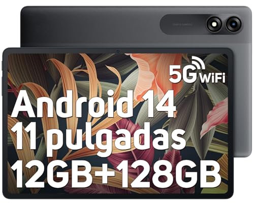 Blackview Android 14 Tablet Tab90Wifi, 12GB RAM 128GB ROM/2TB TF 11 Pulgadas Gaming Tablets, Widevine L1/8200mAh/Face ID/5G WiFi/8MP+13MP/Bluetooth 5.0/2 Altavoces/3.5mm Jack/Octa Core Tablet