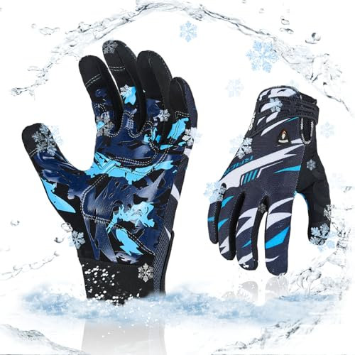 Vgo... 1Paar 5°C/41°F Winter Vollfinger Touchscreen Motorradhandschuhe,Mountainbike Handschuhe,Reithandschuhe,Workout,Racing,Outdoor Handschuhe(MF5178FLWP)