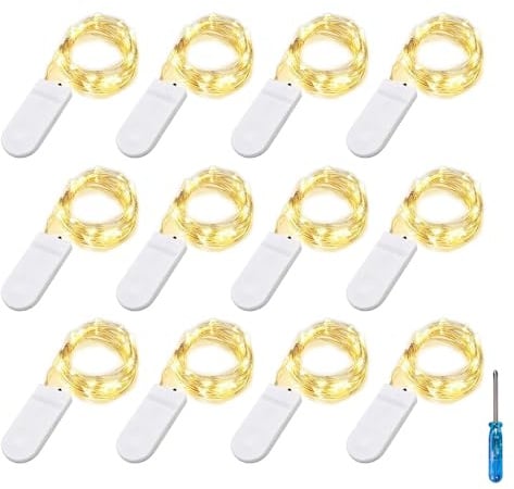 BXROIU Cadena de Luces con pilas CR2032 en 2M/7Ft 20 LEDs Plata Alambre Guirnalda Luces para Decoración Interior, Boda, Fiesta de Navidad