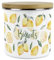 Purely Home Painted Lemons Small Biscuits Storage Canister - Yellow Kitchen Decor - 1.2L White Metal Enamel Food Storage Container