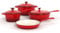 Kitchen Academy, Enameled Cast Iron Cookware Set, 7 Piece Set of Dutch Ovens, Sauce Pan, Skillet, 3 Lids, Dutch Oven Set, Pots and Pans Set Nonstick, Red