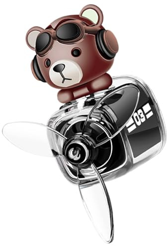 Désodorisant de ventilation de la sortie de l'hélice qui tourne : ventilateur de voiture pilote d'ours, environnement d'air de ventilation de voiture de dessin animé, parfum