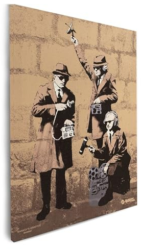 Mevsim Store Banksy Graffiti Offiziell lizenziertes Wandbild - Leinwand bilder Spy Booth - Tolle abstrakte Banksy Wandbilder für Wohnzimmer, Schlafzimmer, Flur und Büro. (Groß 64x90 cm)