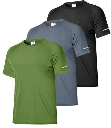Boyzn 3 Pack Men's UPF 50+ Swim Rash Vest, Dry Fit Short Sleeve UV Sun Protection Shirts Swimming Tops, Quick Drying Lightweight Watersport Rash Guard Beach Swim Tee Shirt for Surfing Fishing 3P03-M