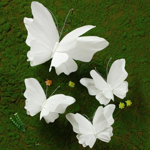 EASY JOY Large Butterfly Party Decorations 3D White Paper Butterflies Wedding Decoration Hanging Butterflies for Baby Shower Spring Summer Garden Birthday Party Decor