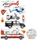 Wandtattoo Kinderzimmer Junge, 4 Set Wandaufkleber Autosmit Feuerwehr Sticker – Lustige Fahrzeug Motive Aus PVC 30x20 cm für Jungs Und Mädchen Feuerwehr Aufkleber Auto