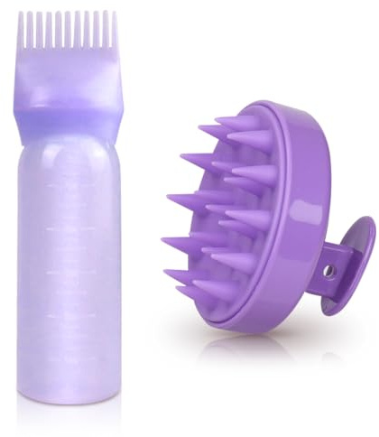 Hair Oil Applicator Bottle, Root Comb Applicator Bottle and Scalp Massager Shampoo Brush Hair Coloring Dye Scalp Treatment Tools for Home Salon Comb Applicators
