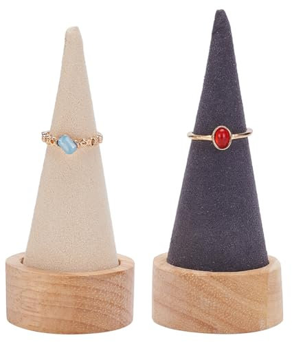 PLIGREAT 2 Farbe Einzelfinger Ring Display Ring Organizer Halter Aus Holz Schmuck Vitrinenhalter Eleganter Ringhalter Ständer Für Ausstellungen Einzelhandelsvitrinen Schmuckschubladen
