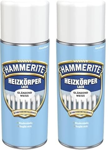 Hammerite HEIZKÖRPER-LACK GLÄNZEND WEIß 0,400L (Packung mit 2)