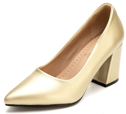 Gicoiz Lack Blockabsatz Damen Pointed Toe Formal Schuhe