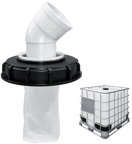 IBC Lid Filter mit Nylon-Filter waschbar passend für IBC-Container Regentanks DN 75 DN 150 45° Rohranschluss Kupplung IBC-Tank-Zubehör Regenwasserspeicherung