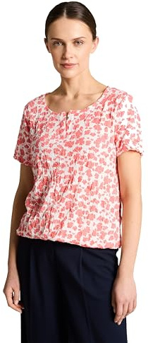 TOM TAILOR Damen T-Shirt Henley mit Alloverprint