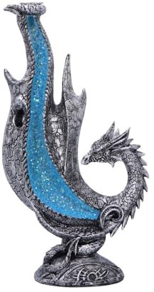 Nemesis Now Drachen Räuchergefäß - 24cm Räuchergefäß Rückfluss Wasserfall - Mythisches Dekor für Sammler & Fans - Runenbasis & Metallischer Silberdrache