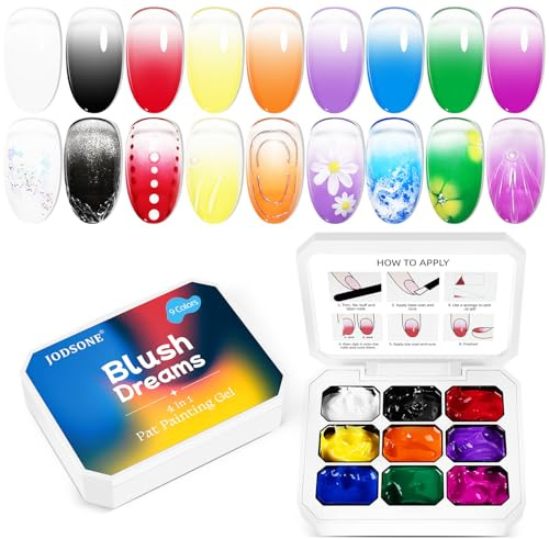 JODSONE 9 Colors Pat Painting Gel Polish Set French Gradient Gel Nail Blush At Home DIY Nail Art Designs