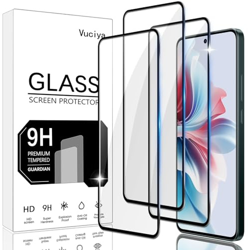Vuciya 3 Pack Protector de Pantalla para Oppo Reno11 F/Oppo Reno 11 F vidrio templado,Antihuellas,Alta Sensibilidad,Sin Burbujas, Antiarañazos,9H Dureza,HD