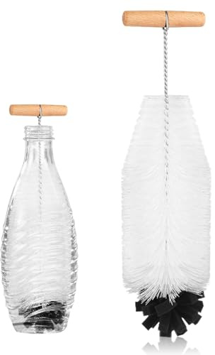 Aihoom Goupillon de 35 cm Compatible avec Les Bouteilles en Verre Sodastream, Idéal pour Enlever Saleté Tenace sans Rayures, Brosse de Nettoyage avec Ajustement Parfait (Noire)