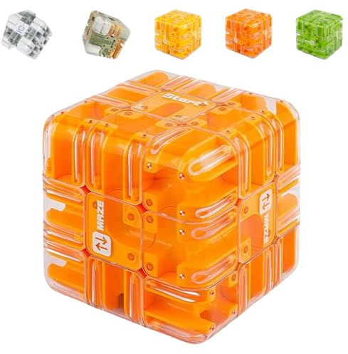 Large Labyrinth 3D Puzzle Maze Cube - Engaging Brain Teaser Toy,2-in-1 Labyrinths-Zauberwürfel & Kugel,for Stress Relief & Logic Development-D