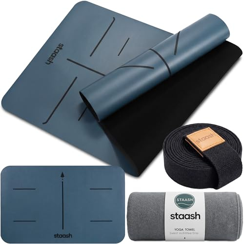 STAASH Yogamatte Set 4-teilig – rutschfest, Naturkautschuk 4,5 mm