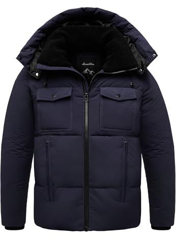 Amaci&Sons Herren Gefütterte Winter Jacke für Männer mit Kapuze 9130