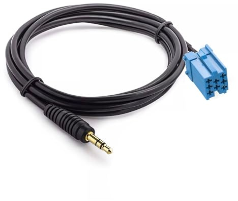 Bolwins E26 Auto AUX Adapter Kabel 3,5mm Klinke Mini ISO Anschluss kompatibel mit Autoradio, MP3 Player, Smartphone, Tablet, Audio Line In Kabel 150cm Schwarz für PKW KFZ Musikübertragung