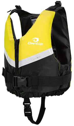 Owntop Erwachsene Schwimmweste | Leichte Unisex Schwimmhilfe | Verstellbare Auftriebsweste Jacke mit bequemem Schrittgurt für Kajakfahren, Angeln, Segeln alle Wassersportarten (Gelb,M/L)