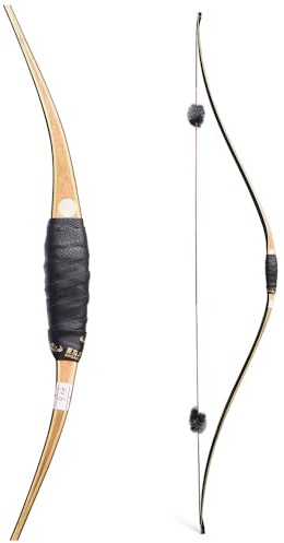 PYMUST 58 Zoll Bogenschießen traditionellen Bogen 15-50 Lbs Dreieck Langbogen laminiert Holzgriff und Gliedmaßen für Erwachsene L/R Hand Jagd Zielschießen (30lbs)