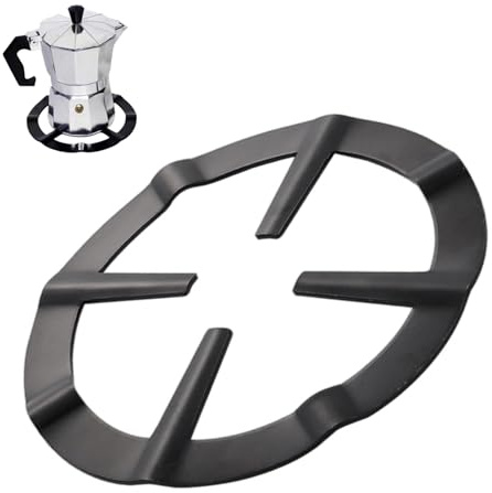 LAY STAY Cast Iron Universal Mocha Pot Stand, Moka Pot Gas Stove Trivet, Non Slip Trivet for Moka Pots Coffee Maker, Stainless Steel Support for Pans and Small Cookware(Black)