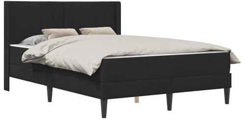 vidaXL Bettrahmen mit Matratze Schwarz 140 x 190 cm Samt, Modernes Schlafzimmermöbel, Rechteckiges Bettgestell, Moderner Samt, Komfortable plüschige Matratze, Elegantes Design, Minimalistischer Stil