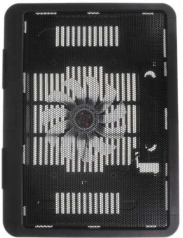 VALICLUD Support pour Ordinateur Portable Ventilateur Silencieux, Panneau Métallique Grillagé, Rehausseur Antidérapant Noir, Grosse Surface de Refroidissement Ergonomique pour Bureau