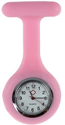 Silicone Nurses Brooch Tunic Fob Watch New with Free Battery Pink