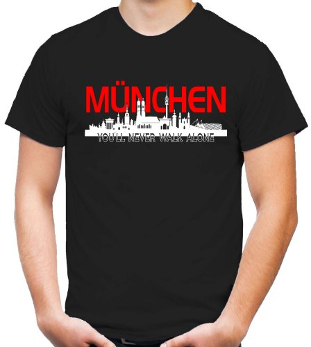 München Skyline T-Shirt | Fussball | Basketball | Bayern | Trikot | Ultras | Männer | Herren | Fanshirt (XXL)