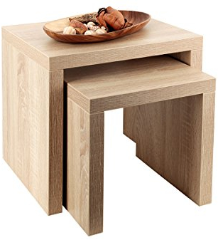 levandeo 2 Satztisch Sonoma Eiche 44x36cm Höhe: 44cm - Deutsche Herstellung Keine Montage! Fest verleimt! Couchtisch Beistelltisch Wohnzimmertische Tische 2-Satz-Tisch
